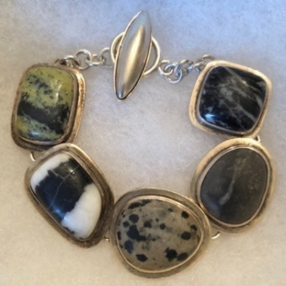 Vintage Silpada Sterling Silver Natural Jasper Stone Bracelet B0617 - Picture 14 of 15